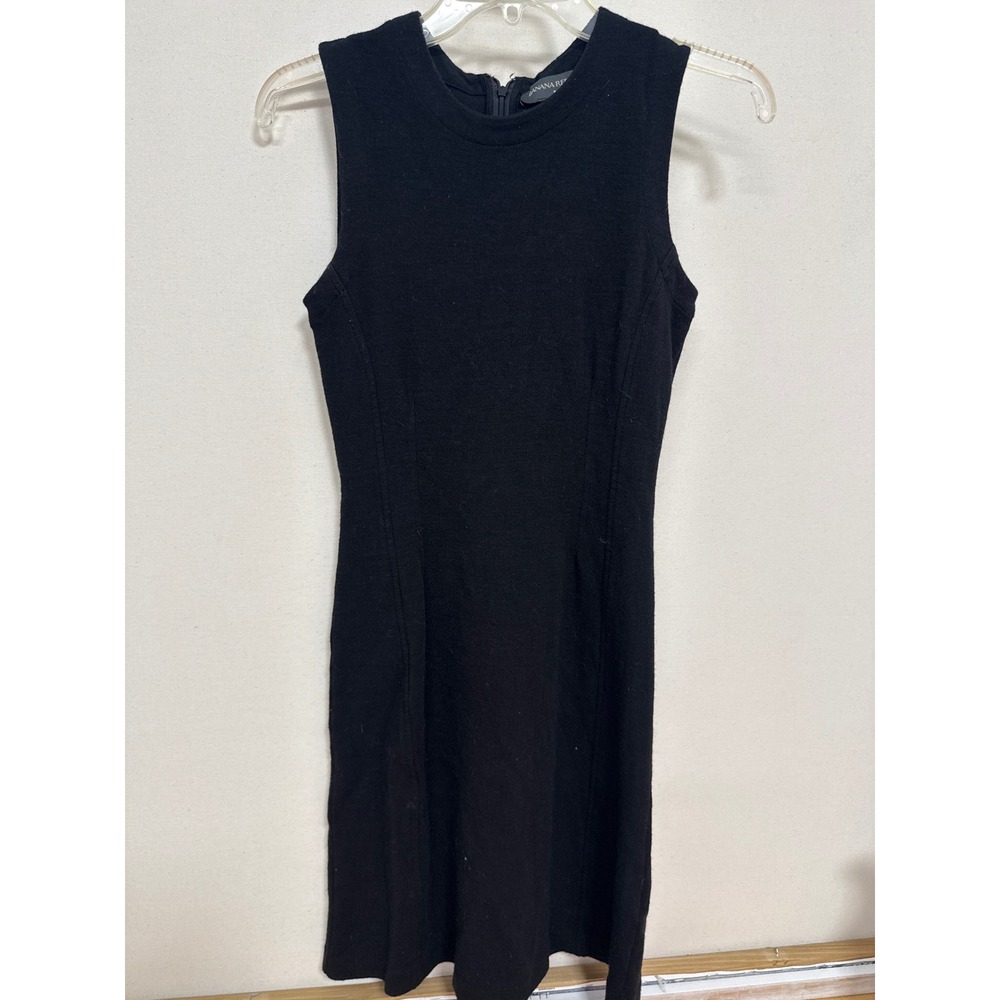 Banana Republic Black Wool Blend Sleeveless Sheath Dress Size 4 RN54023